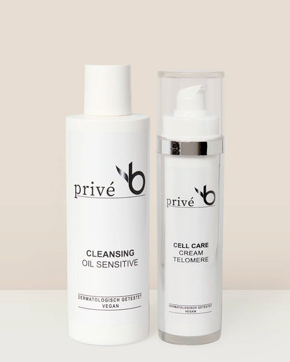 privé b Set - Cleansing Oil Sensitive &amp; Cell Care Cream Telomere